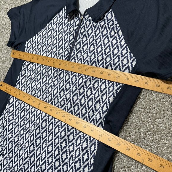 Jofit Womens XL Navy & White Diamond Print Golf Dress W/ Zipper & Pockets - Picture 9 of 10